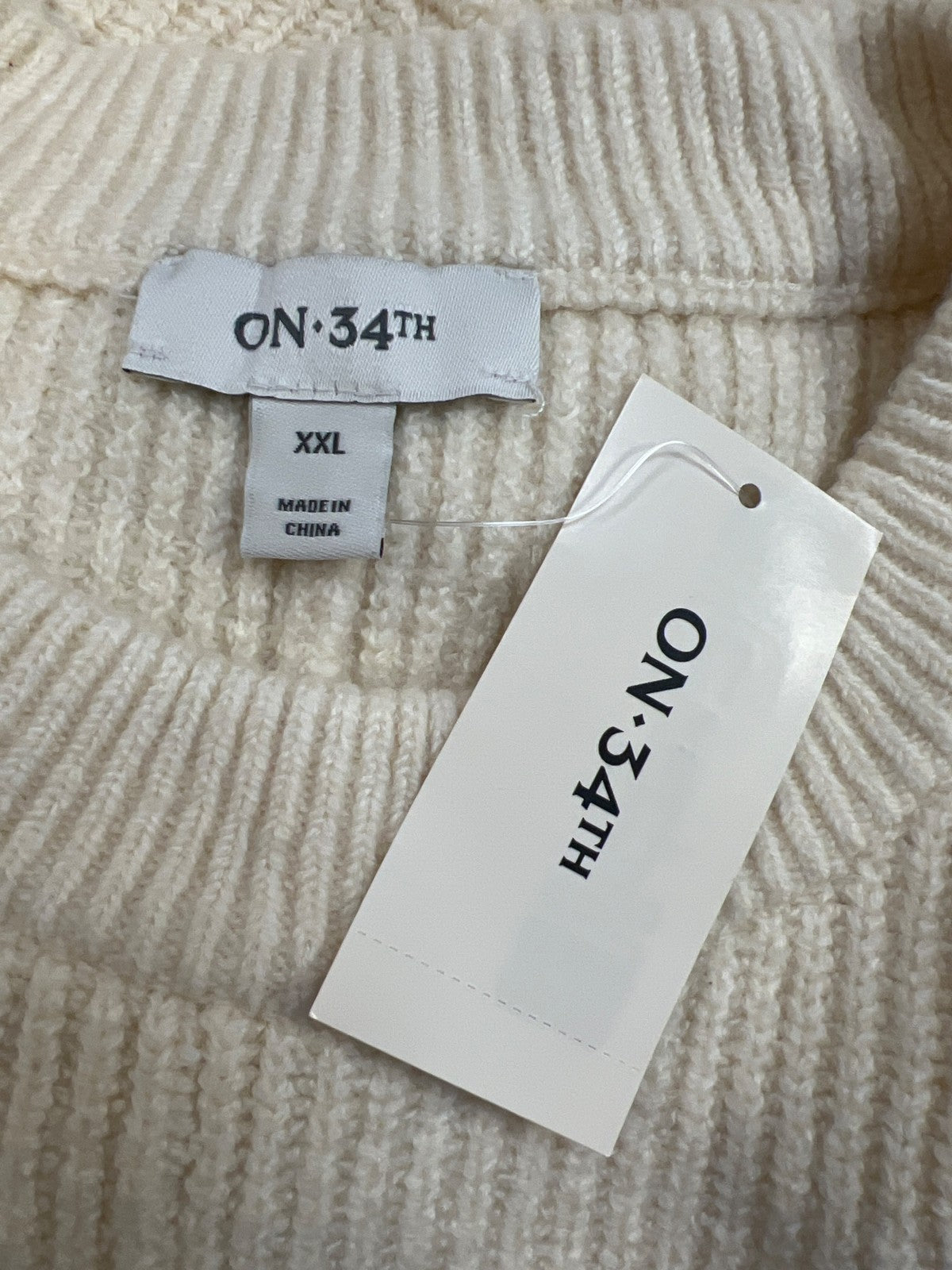 On 34th Women’s Ivory/White Ribbed Long Batwing Knit Sweater - XXL