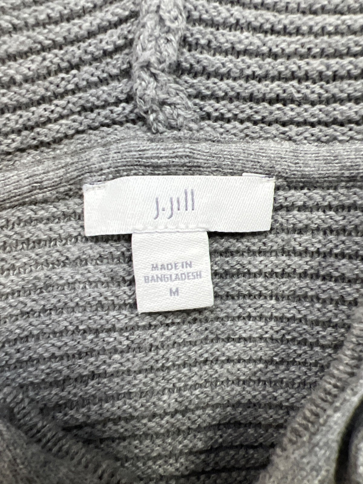 J.Jill Women’s Gray Long Sleeve Full Zip Hooded Sweater Jacket - M