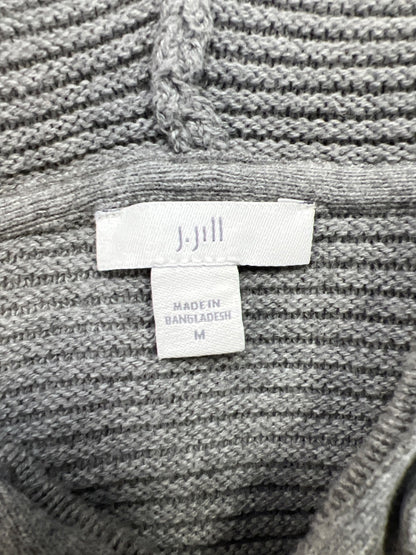 J.Jill Women’s Gray Long Sleeve Full Zip Hooded Sweater Jacket - M