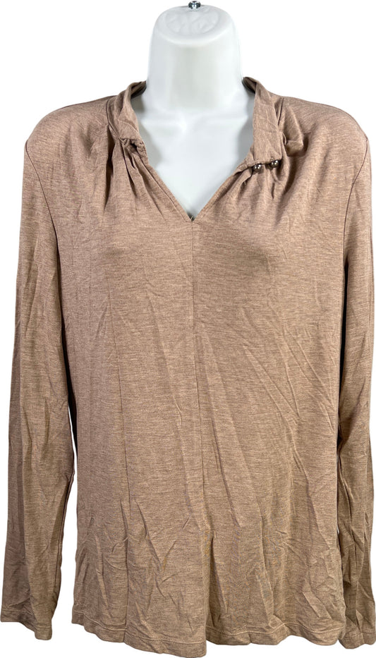 Orvis Women’s Light Brown Long Sleeve V-Neck T-Shirt - M