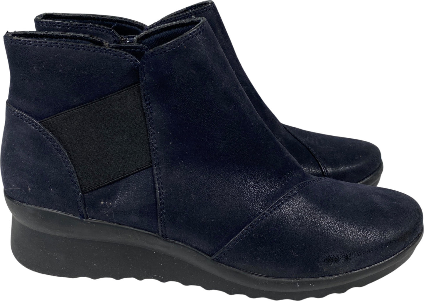 Clarks Cloudsteppers Women’s Blue Caddell Tropic Wedge Booties - 8