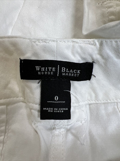 White House Black Market Women's White Cargo Cotton Pants - 0