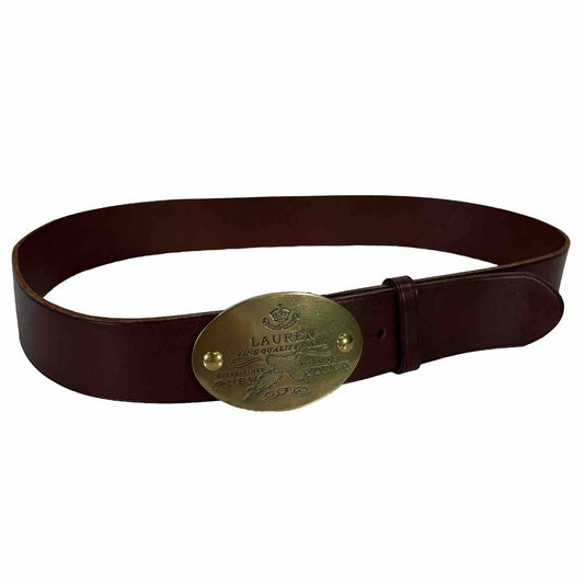 LAUREN Ralph Lauren Brown Genuine Leather Large Buckle Belt - XL