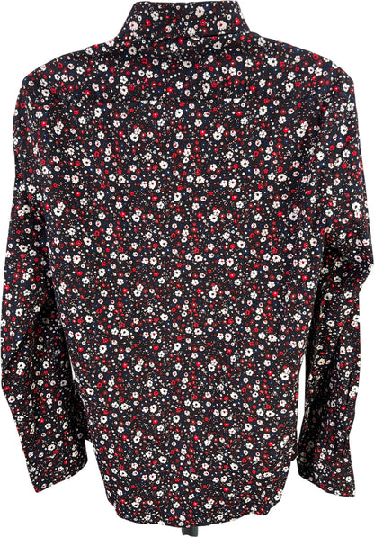 Denim and Flower Men’s Blue/Red Floral Long Sleeve Button Up Shirt - XL