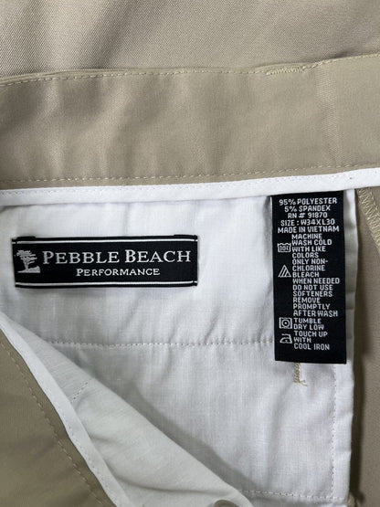 Pebble Beach Performance Men’s Beige Straight Leg Golf Pants - 34x30