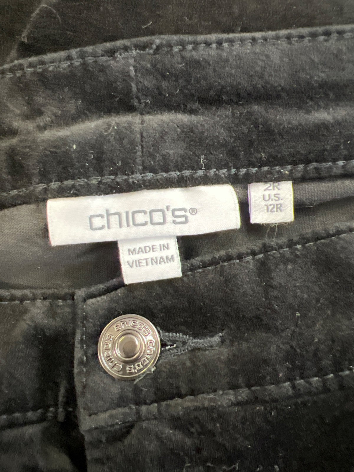 Chico’s Women’s Black Velour Boot Cut Jeans - 2/US 12