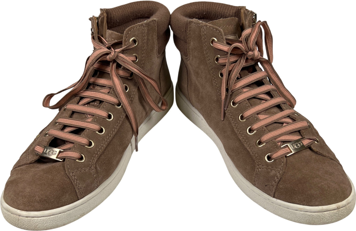 UGG Women’s Tan Brown Suede Tan Zipper Olive High Top Sneakers - 10