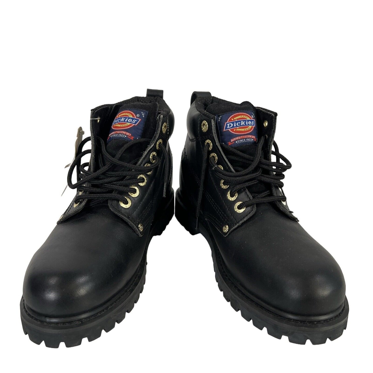NEW Dickies Men's Black Leather Lace Up Steel Toe Work Boots - 8.5