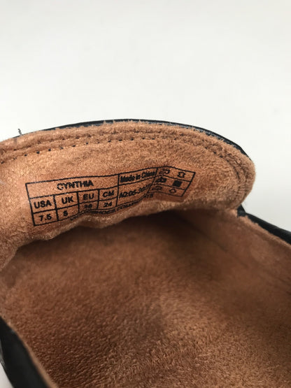 Visonic Women’s Black Leather Cynthia Slip On Platform Loafers - 7.5