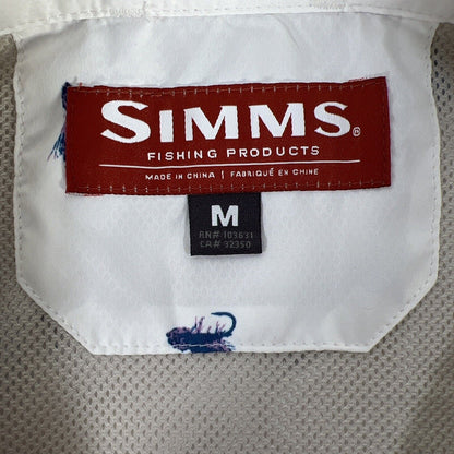 Simms Camisa con botones y estampado de pez blanco/azul para mujer - M