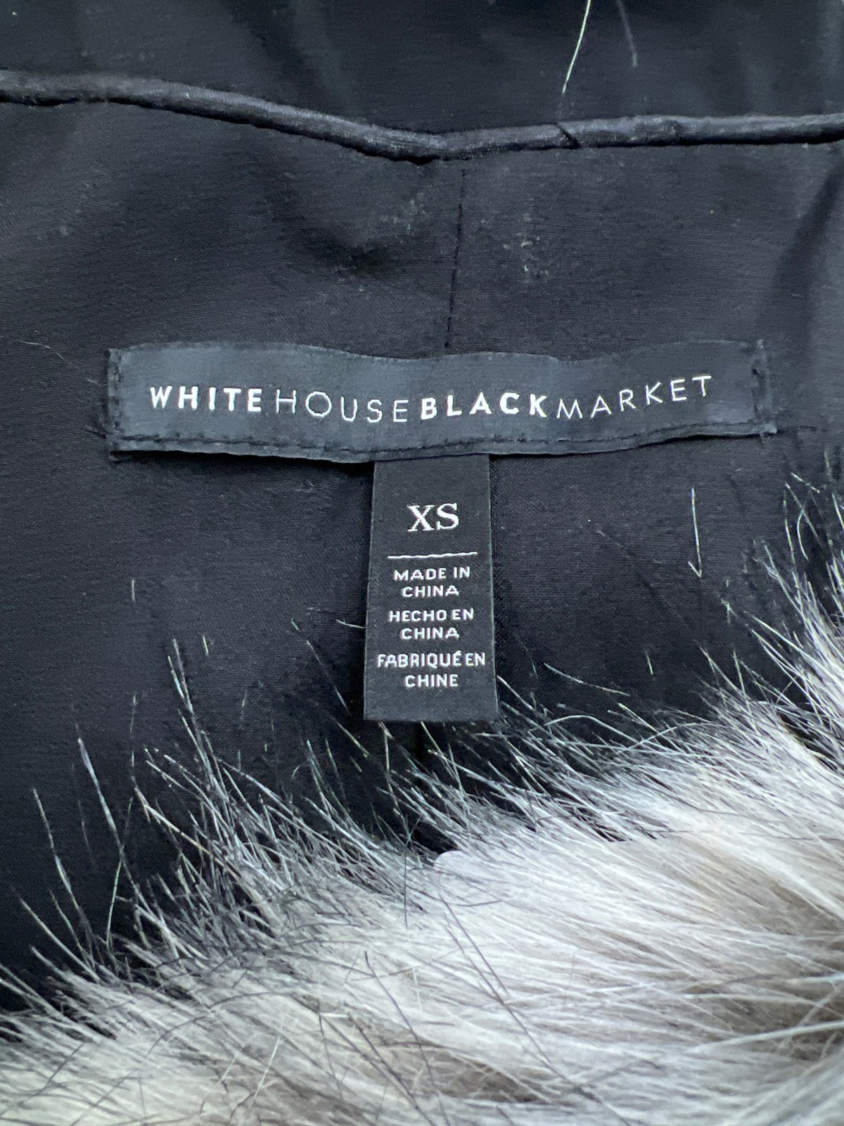 White House Black Market Women’s Gray/White Hook Close Faux Fur Vest - XS