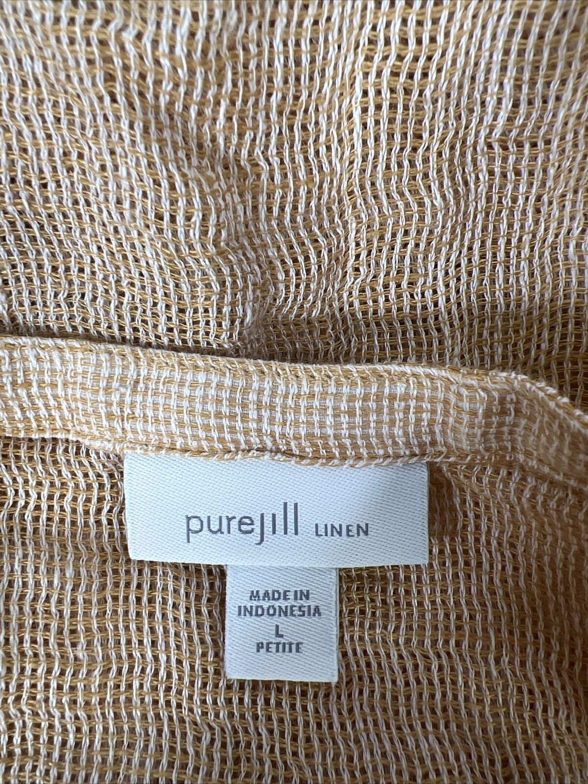 J. Jill Pure Women's Beige Linen Sheer Knit Top - Petite L