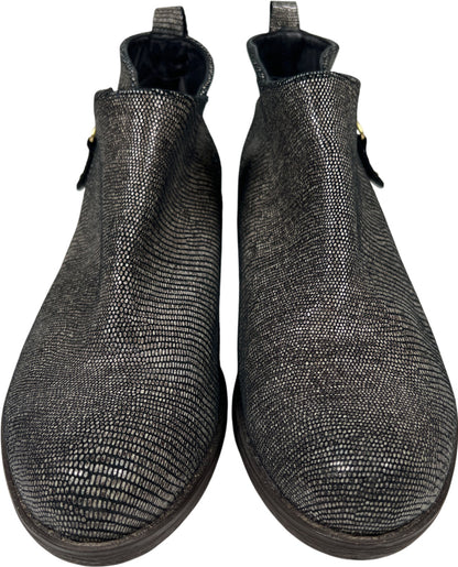 Eric Michael London Women’s Black Leather Lizard Ankle Booties - 38/US 7.5