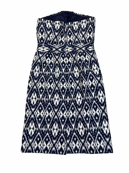 Banana Republic Womens Blue/White Strapless Fit and Flare Dress -0Petite