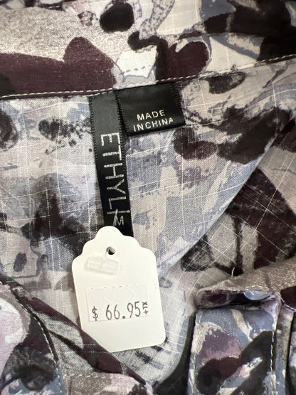 Ethyl Women’s Purple/Gray Long Sleeve Button Up Tunic Blouse - M