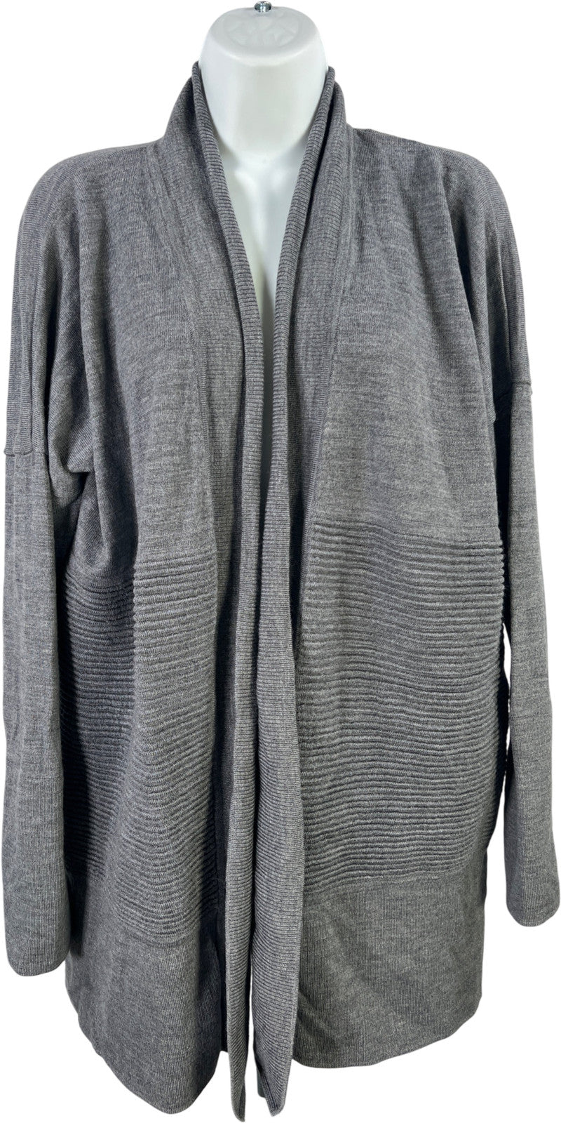 Lululemon Women’s Gray Merino Wool Sit In Lotus Wrap Cardigan Sweater - 10