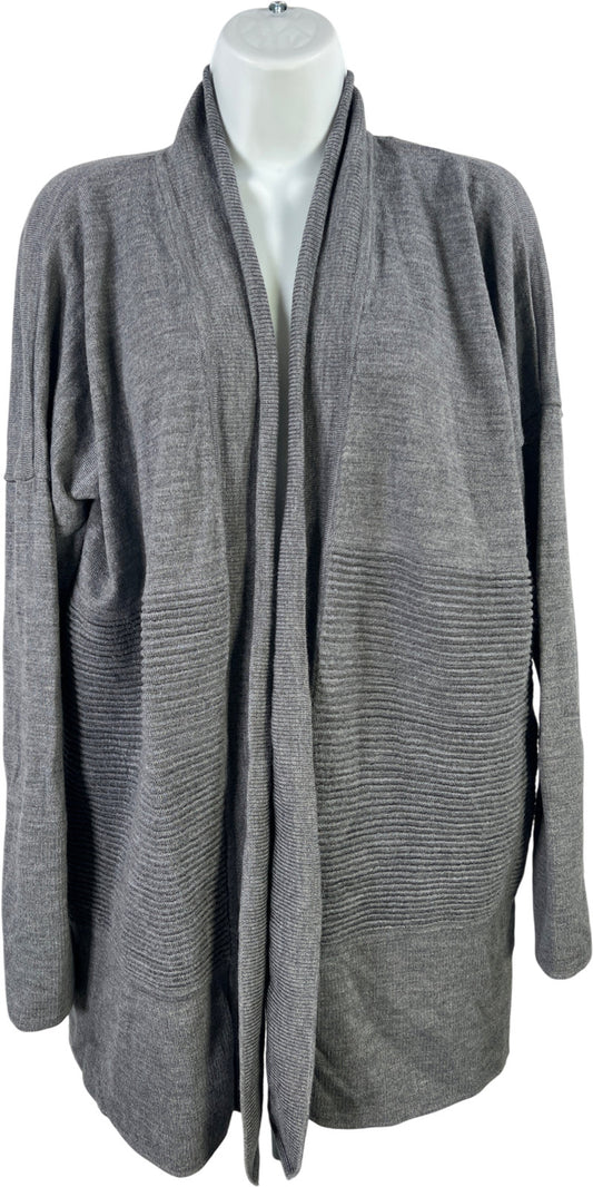 Lululemon Women’s Gray Merino Wool Sit In Lotus Wrap Cardigan Sweater - 10