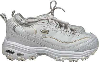 Skechers Women’s White D’Lites Leather Lace Up Walking Sneakers - 7