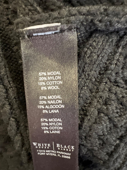 White House Black Market Womens Black Cable Knit Short Sleeve Poncho Sweater - S