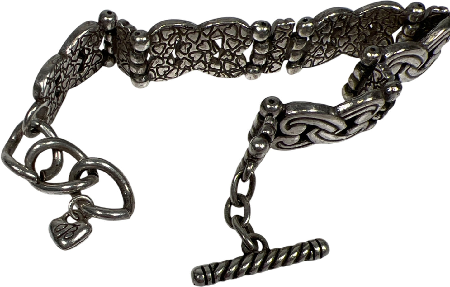 Brighton Silver Tone Manzanita Interlocking Hearts 7” Toggle Bracelet