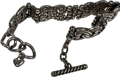 Brighton Silver Tone Manzanita Interlocking Hearts 7” Toggle Bracelet