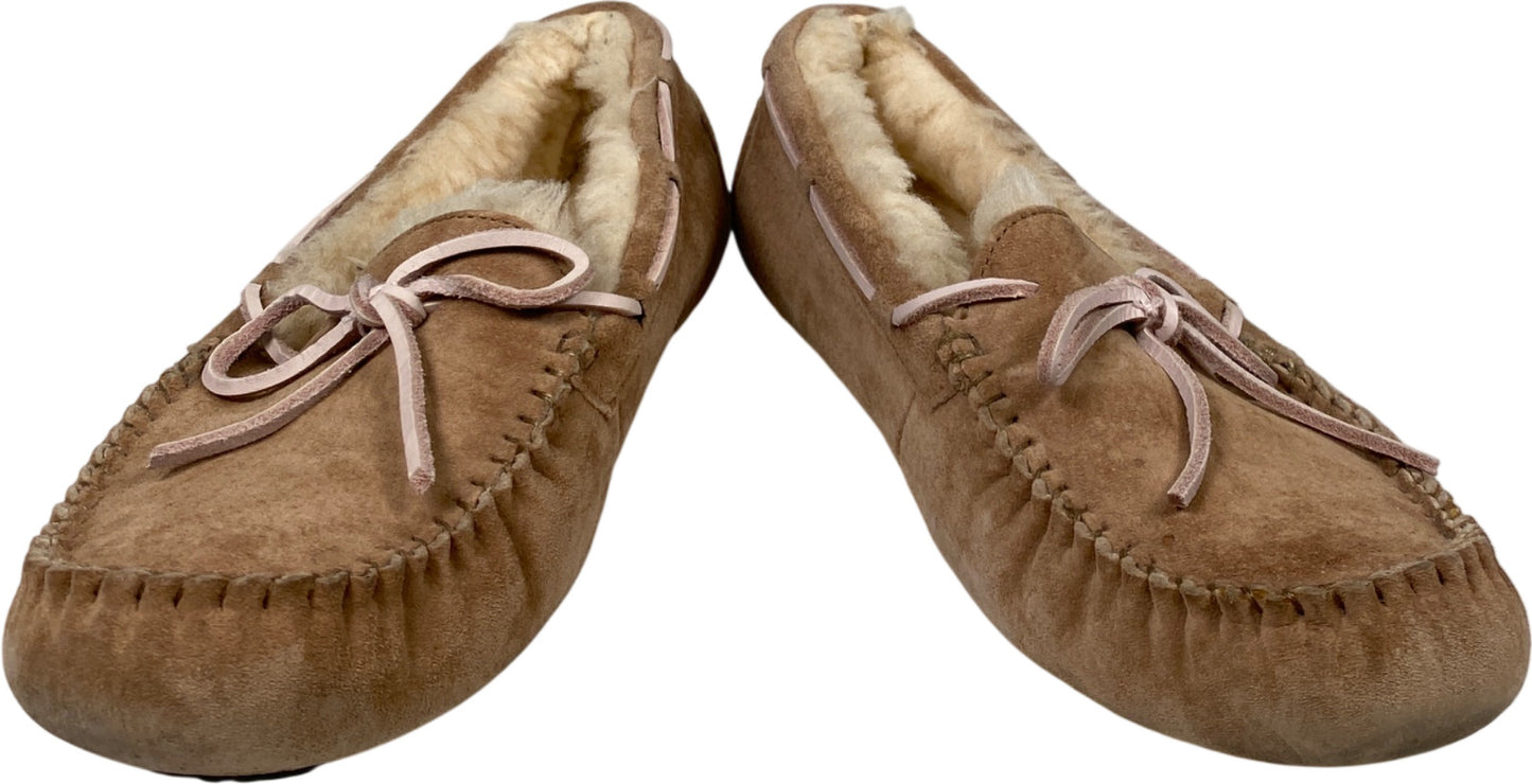 UGG Women’s Light Tan/Beige Dakota Shearling Lined Suede Slippers - 9