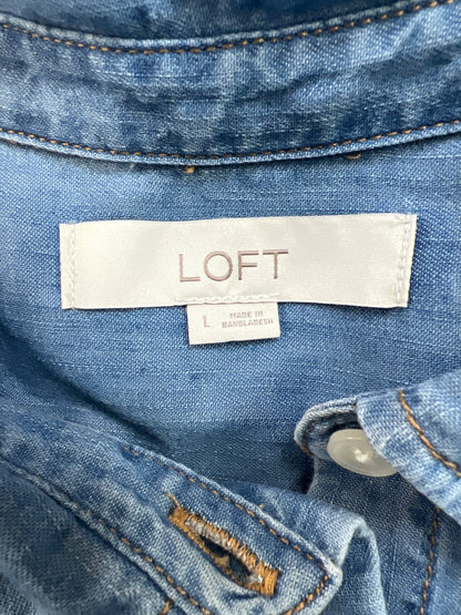 LOFT Women’s Blue Chambray Long Sleeve Button Up Shirt - L
