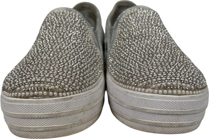 Skechers Women’s Silver Metallic Shiny Dancer Street Loafer Shoes - 8.5