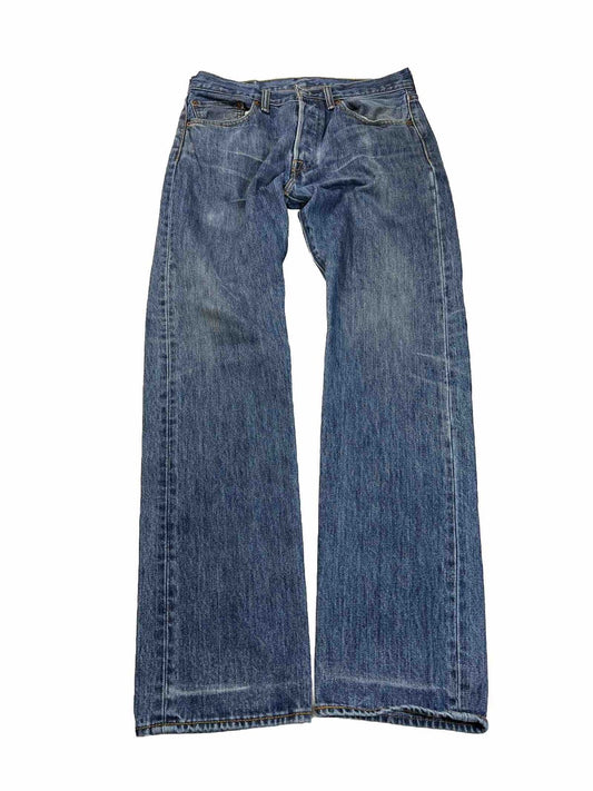 Levi's Men's Medium Wash 501 Original Straight Button Fly Jeans - 31x32