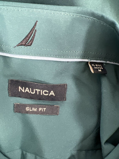 NEW Nautica Men's Blue Slim Fit Stretch Dress Shirt - 15-15.5