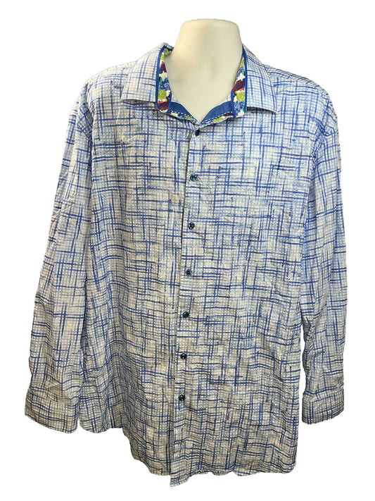 Robert Graham Men's Blue Plaid Long Sleeve Button Up Shirt - 3XL