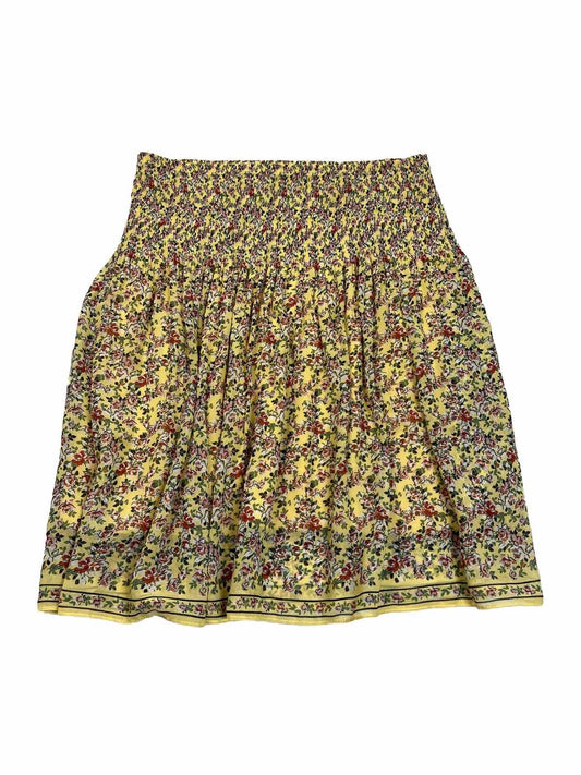 Max Studio Women's Yellow Floral Pleated Skirt - M