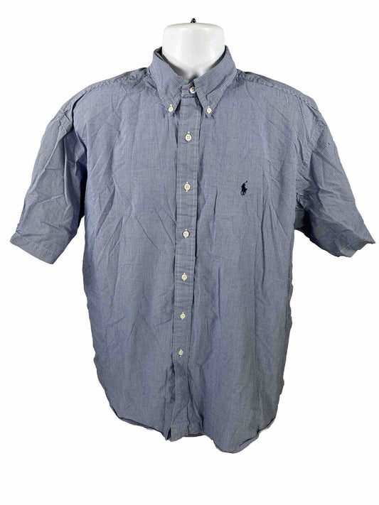 Ralph Lauren Men's Blue Short Sleeve Blake Cotton Button Down Shirt - XL