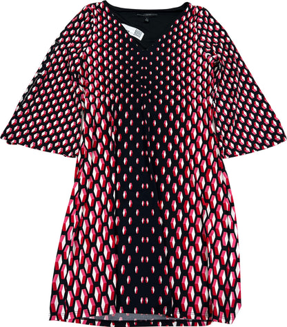 White House Black Market Women’s Black/Red 3/4 Sleeve Shift Dress - S