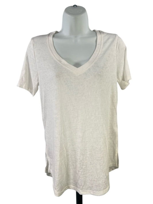 Athleta Women's White Short Sleeve V-Neck T-Shirt - XS