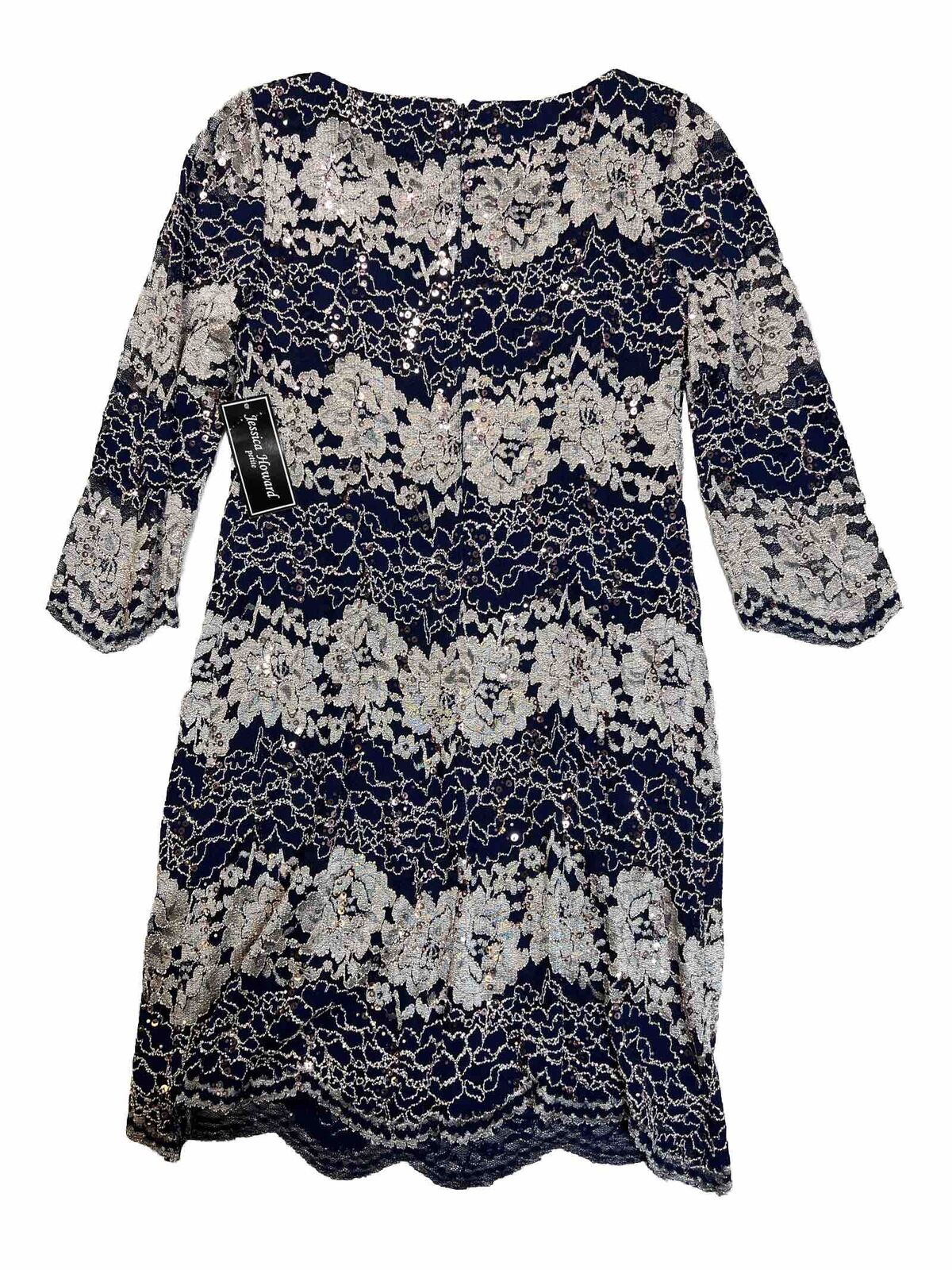 NEW Jessica Howard Women's Blue Sequin Lace Sheath Dress - Petite 6P