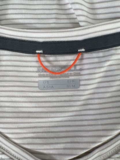 Merrell Women’s Ivory/Gray Striped Short Sleeve Athletic Shirt - S