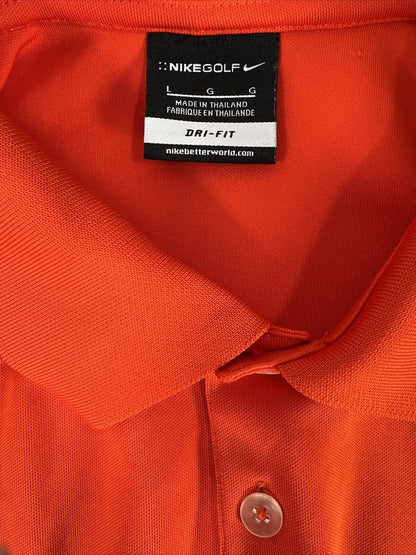 Nike Men's Orange Short Sleeve Dri-Fit Golf Polo Shirt - L