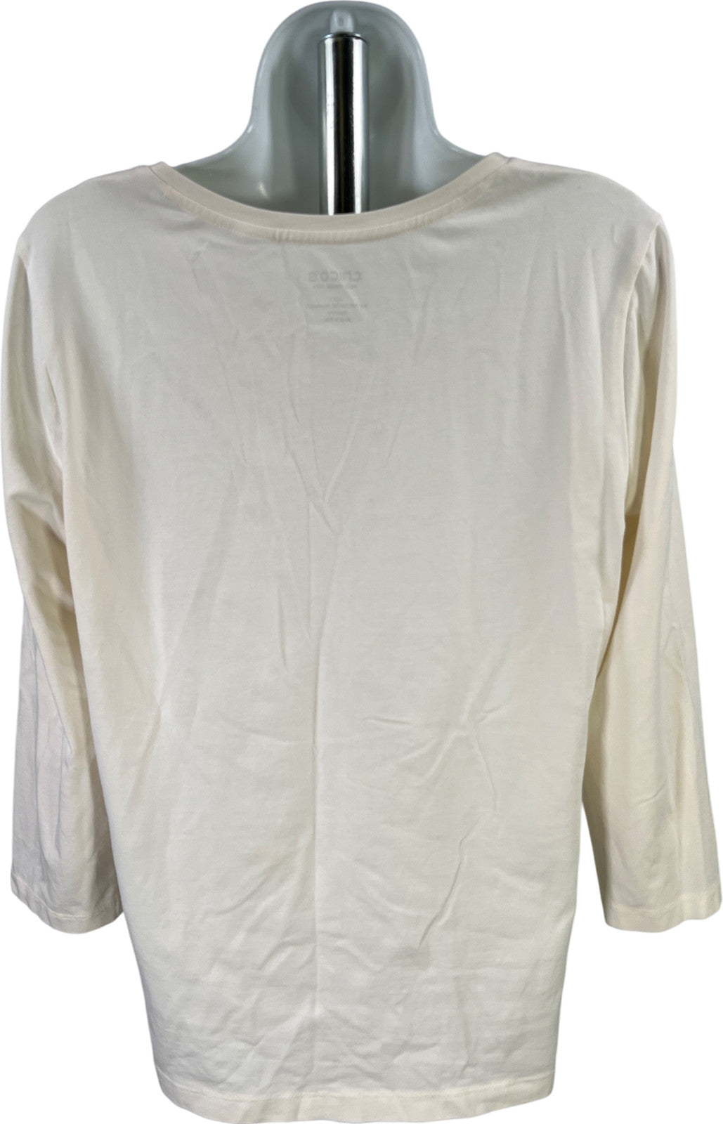 Chico’s Women’s White 3/4 Sleeve True Colors Tee Shirt - 1/US M