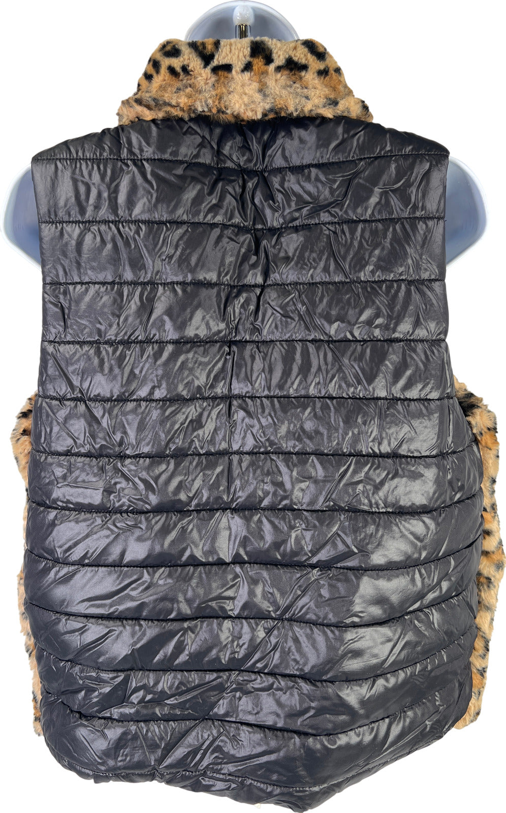 Patrizia Luca Milano Women’s Black/Brown Animal Print Faux Fur Puffer Vest - M