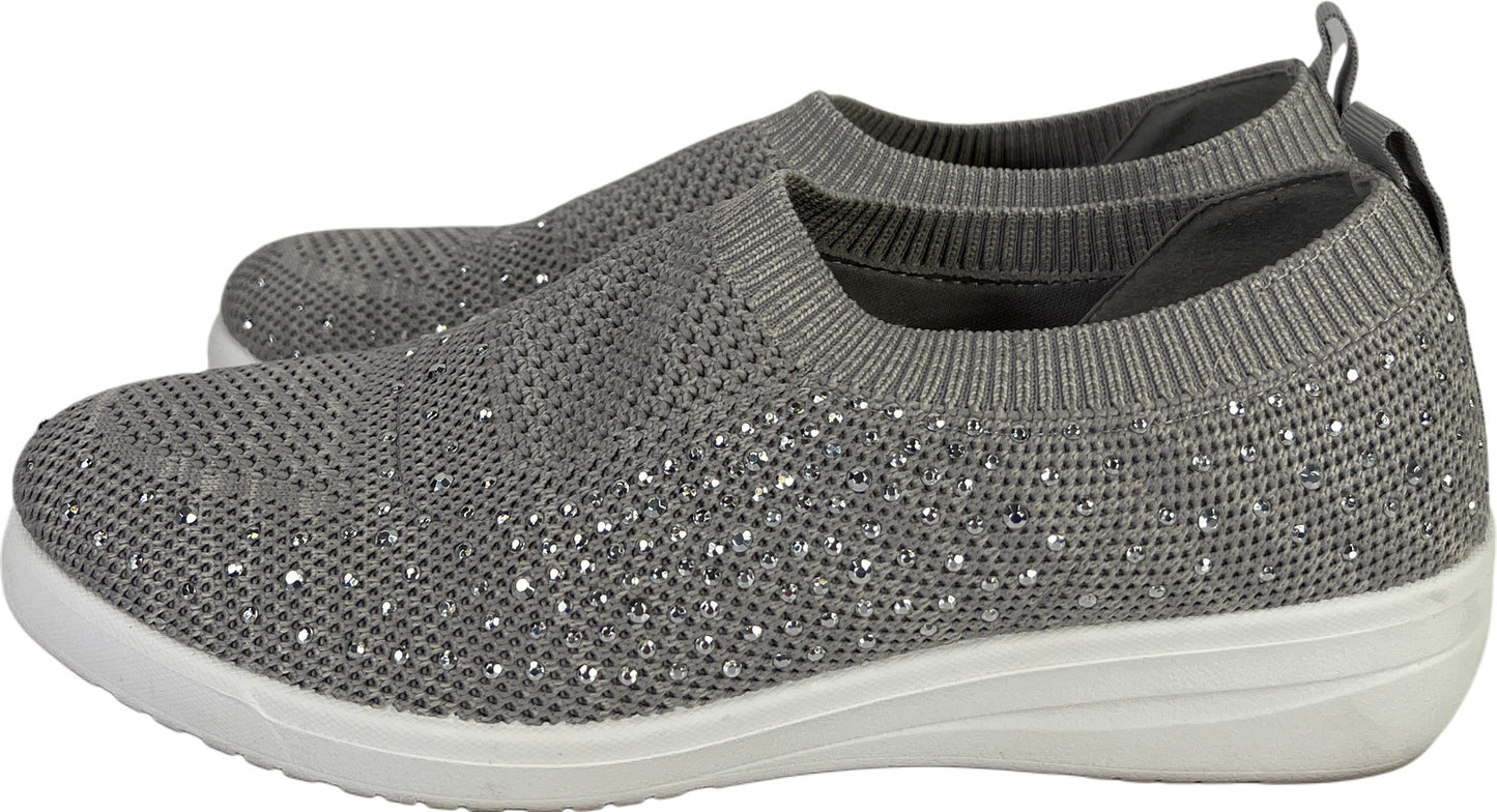 Anne Klein Men’s Gray Rhinestone Yonina Stretch Slip On Sneakers - 7.5