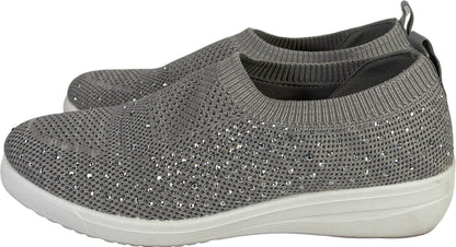 Anne Klein Men’s Gray Rhinestone Yonina Stretch Slip On Sneakers - 7.5