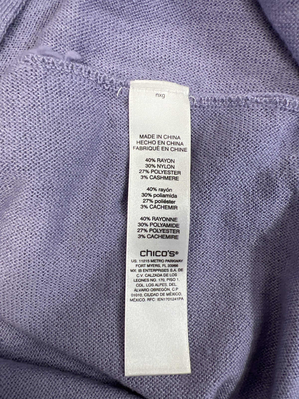 Chicos Women’s Purple 3/4 Slit Sleeve Thin Knit Shirt - 2/US L