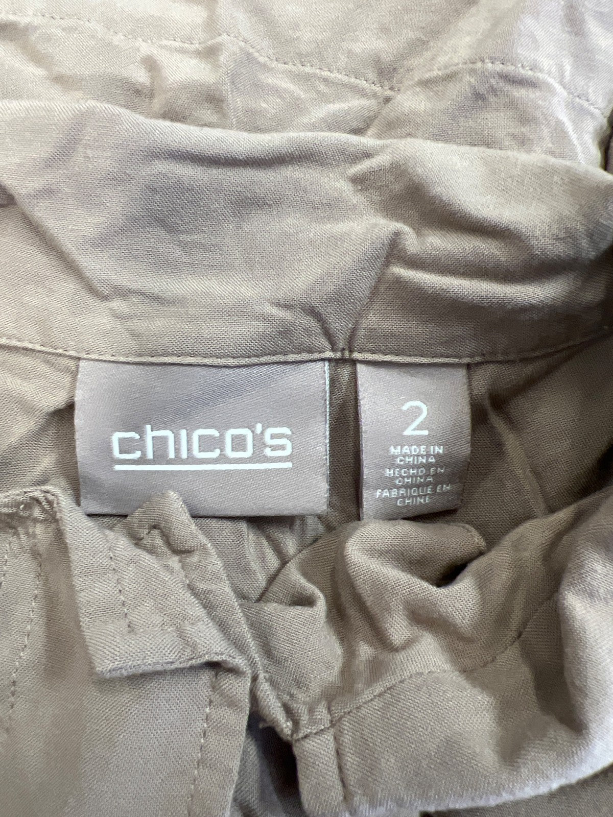 Chico’s Women’s Light Brown Sleeveless Snap Close Cargo Vest - 2/US L