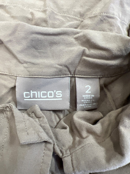 Chico’s Women’s Light Brown Sleeveless Snap Close Cargo Vest - 2/US L