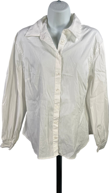 White House Black Market Women’s White Long Pleated Sleeve Button Up Blouse - 8