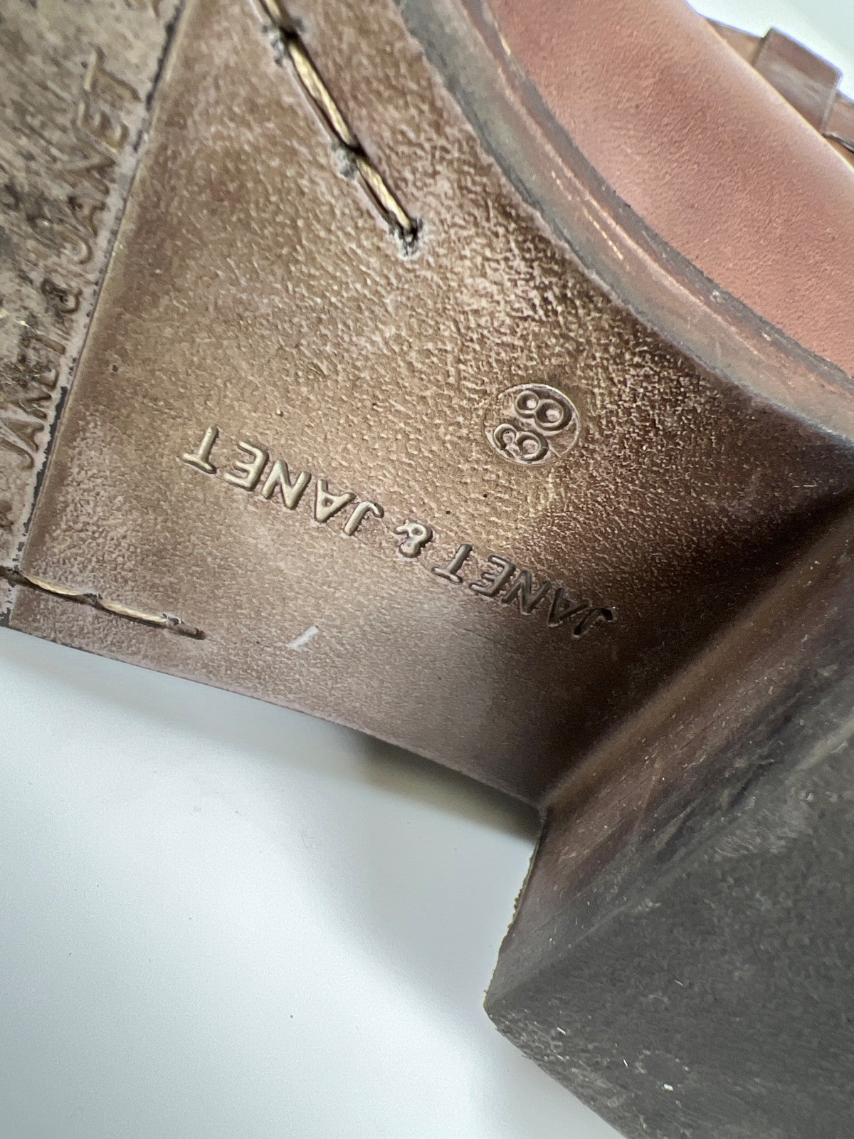 Janet and Janet Women’s Brown Leather Heeled Fashion Western Boots - 38/US 7