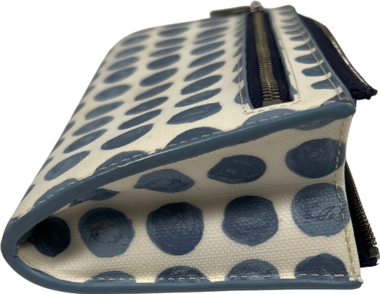 Coach Blue/White Coated Canvas Bleecker Painted Dot Zippy Wristlet Wallet