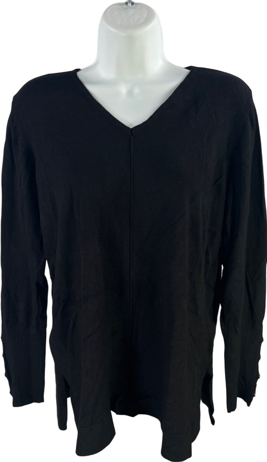 Anne Klein Women’s Black Long Sleeve V-Neck Sweater - M