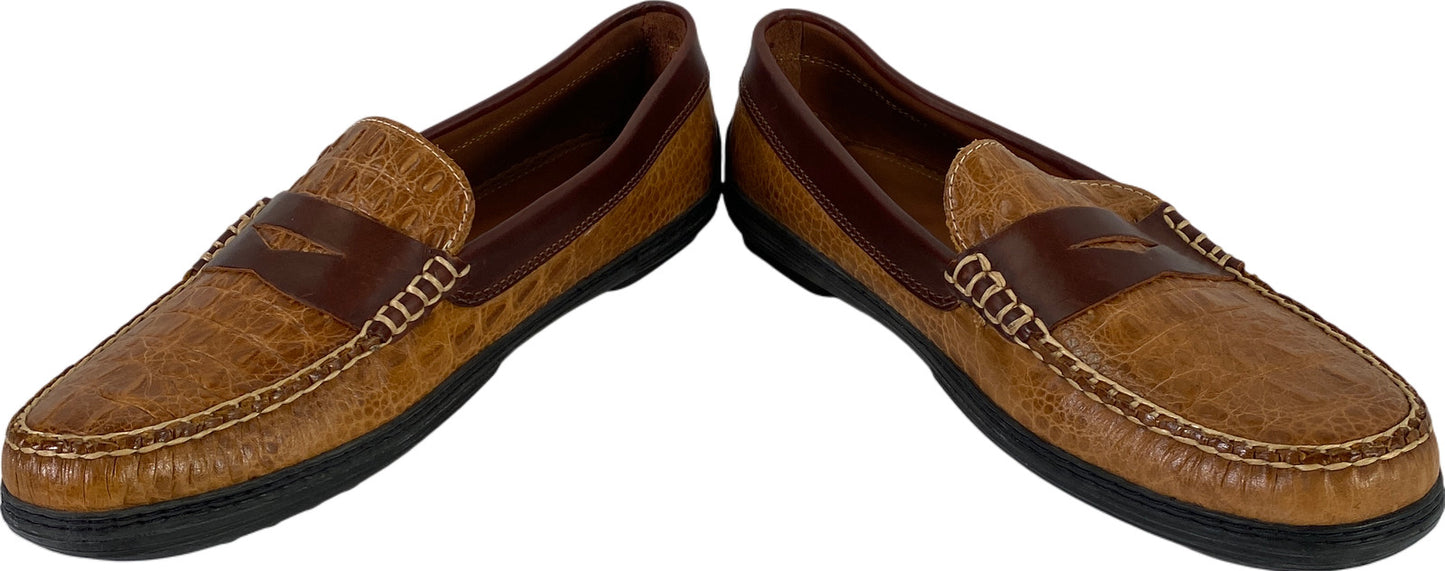 T.B Phelps Men’s Tan Brown Leather Key West Combo Penny Loafers - 11